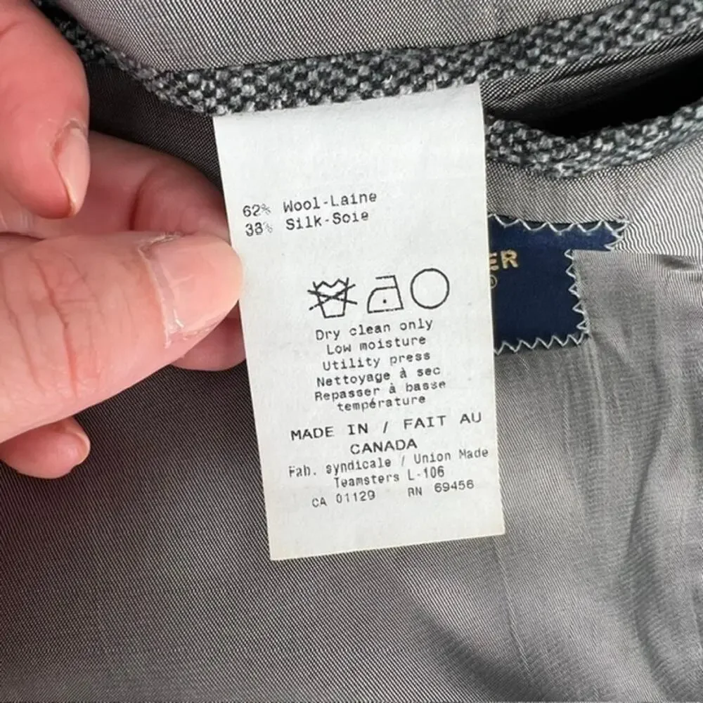 Hart Schaffner Marx Wool Silk Sport Coat Mens 44R Gray Business Professional